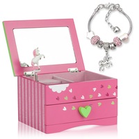 Amitié Lane Musical Unicorn Jewelry Box For Girls With Unicorn Charm Bracelet Plus Augmented Reality App (STEM Toy) - Gifts For Girls