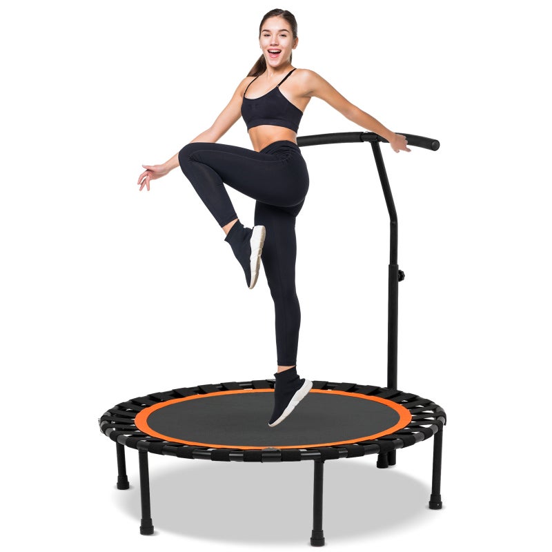 50″ Foldable Rebounder Mini Trampoline with Adjustable Height, Ideal for Rebounding Exercise and Cardio Unbranded