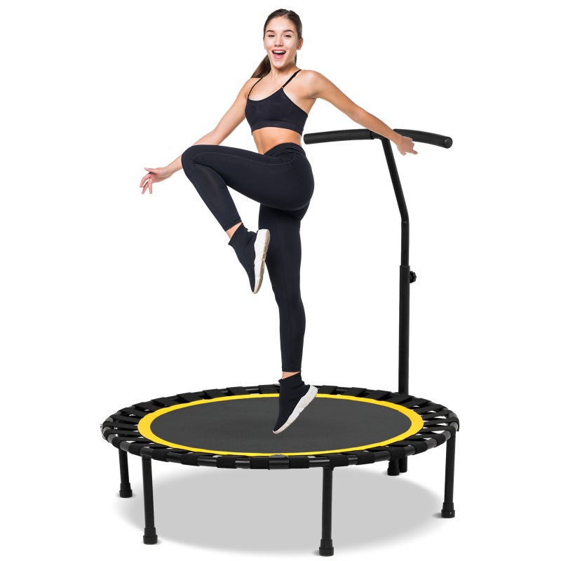 50″ Foldable Rebounder Mini Trampoline with Adjustable Height, Ideal for Rebounding Exercise and Cardio Unbranded