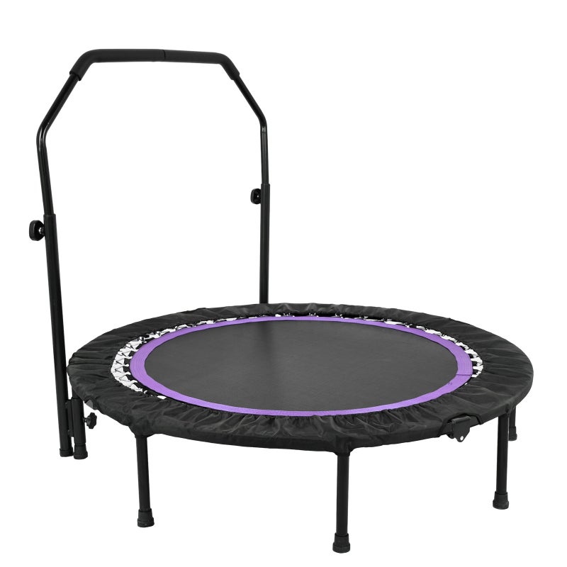 YOPOWER 48" Mini Trampoline Rebounder with Adjustable Foam Handle for Adults Kids Max Load 200KG Purple