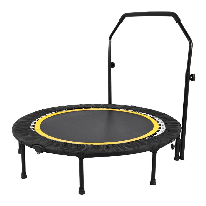 YOPOWER 48" Mini Trampoline Rebounder with Adjustable Foam Handle for Adults Kids Max Load 200KG Yellow