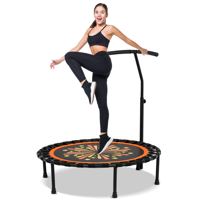 YOPOWER 50" Foldable Rebounder Mini Trampoline with Adjustable Height, Ideal for Rebounding Exercise and Cardio