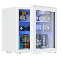 YOPOWER Mini Bar Fridge Cooler - 65 Can Beverage Refrigerator Black Glass Door for Beer Soda or Wine - Small Drink Dispenser Machine for Home, Office or Bar, 46L, White