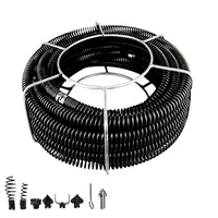 Plumber's Drain Snake Pipe Pipeline Sewer Cleaner 12M with 6 Drill Bit for Drill