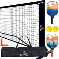 OutWest Sport Picklball Net Bundle - Net, 2 Paddles, 2 Balls, and Throw-down lines court markers, USAPA Approved