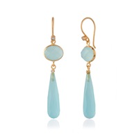 Vama - Allara Earring - Metal-Sterling Silver - Stone-Aqua Chalcedony - Finish-Shiny