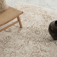 Loopsie Jaya Cream and Beige Floral Washable Rug