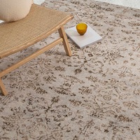 Loopsie Solna Beige and Brown Floral Washable Rug