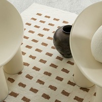 Loopsie Balan Cream and Brown Rectangles Washable Rug