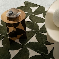 Loopsie Jardime Green and Ivory Geometric Washable Rug