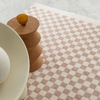 Loopsie Jazine Cream and Brown Chequered Washable Rug