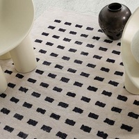 Loopsie Taber Cream and Black Rectangles Washable Rug