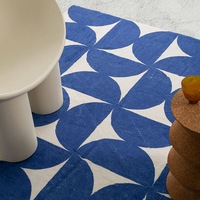 Loopsie Tosa Blue and Ivory Geometric Washable Rug