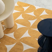 Loopsie Zaki Yellow and Ivory Geometric Washable Rug