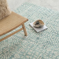 Loopsie Asni Blue and Ivory Tribal Washable Rug