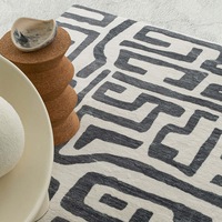 Loopsie Walvis Cream and Grey Aztec Washable Rug
