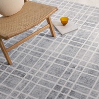 Loopsie Zeb Grey and Ivory Plaid Washable Rug