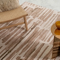Loopsie Vinki Beige and Cream Stiped Washable Rug