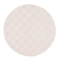 Loopsie Ambra Ivory Checkered Round Rug