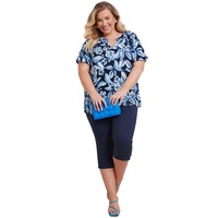 AUTOGRAPH - Plus Size - Womens Pants - Blue All Season Ponte Leggings - Trousers - Navy - High Waist - Woven - Super Stretch Elastane - Work Clothes