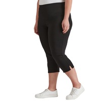 AUTOGRAPH - Plus Size - Womens Pants - Black Cropped - Elastane Fashion Trousers - Mid Waist - Woven - Stretch - Casual Work Clothes - Office Wear
