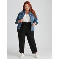 BeMe - Plus Size - Womens Pants / Trousers - Crop Length Woven Stud Detail Pants