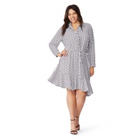 BeMe - Plus Size - Womens Dress - Rebel Wilson Peplum Asymmetric Hem Chevron Dress