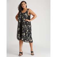 BeMe - Plus Size - Womens Dress - Sleeveless Below The Knee Overlay Dress