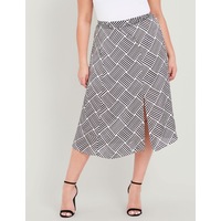 Curve Society - Plus Size - Womens Skirts - Midi - Summer - White - A Line - Relaxed Fit - Split Front - Knee Length - Casual Fashion - Work Clothes