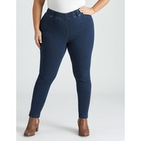 Curve Society - Womens Plus Size - Jeans / Denim Pants - All Season - Blue Cotton Jeggings / Leggings - Skinny / Slim Leg High Waisted - Stretch Ankle