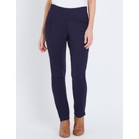 W LANE - Womens Pants - Blue All Season Ponte Leggings Elastane Fashion Trousers - French Navy Marl - High Waist - Casual Work Clothes - Office Wear