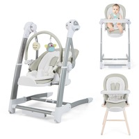 Babyjoy 3-in-1 Baby Swing Toddler High Chair Adjustable Heights Booster Seat w/Music Box Grey