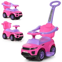 Babyjoy 3 in 1 Kids Push Car Sliding Walking Car w/Guardrail & Handle Toddlers Ride On Toy Pink