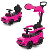 Babyjoy 3-in-1 Kids Ride on Push Car Licensed Mercedes Benz Baby Foot-to-Floor Sliding Walker w/Adjustable Canopy Pink