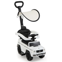Babyjoy 3-in-1 Kids Ride on Push Car Licensed Mercedes Benz Baby Foot-to-Floor Sliding Walker w/Adjustable Canopy White