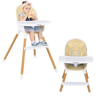 Babyjoy 4-in-1 Baby High Chair Toddler Dinding Feeding Seat w/Removable Tray for 6-36 Months Beige