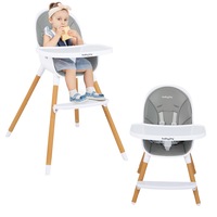 Babyjoy 4-in-1 Baby High Chair Toddler Dinding Feeding Seat w/Removable Tray for 6-36 Months Grey