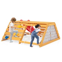 Babyjoy 5-in-1 Kids Climber Slide Set Wooden Jungle Gym Indoor Outdoor Activity Center w/Rope Wall