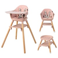 Babyjoy 6-in-1 Convertible Baby Highchair Toddler Dining Feeding Seat w/Trays & Storage Shelf Kids Chair Pink
