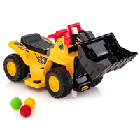 Babyjoy 6V Kids Electric Ride On Excavator Digger Sandpit Bulldozer Pretend Play Toy Car w/Basketball Hoop & 3 Balls