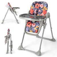 Babyjoy Folding Baby High Chair Adjustable Infant Dining Eating Chair w/PU Cushion & Wheels & Tray