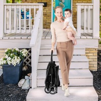 Babyjoy Folding Baby Stroller Portable Infant Prams w/Adjustable Canopy & Backrest & Footrest & Storage Basket Black