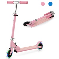Babyjoy Folding Kids' Scooters w/Flashing Wheels Adjustable Height Kick Scooter Push Ride On Toys Pink