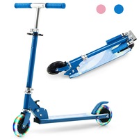 Babyjoy Folding Kids' Scooters w/Flashing Wheels Adjustable Height Kick Scooter Push Ride On Toys Blue