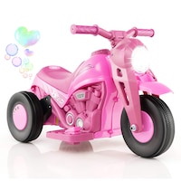 Babyjoy Kid Ride on Motorcycle w/Bubble Maker 6V Battery Powered Electric Bubble Car Children Toy Motorbike Pink