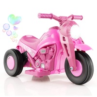Babyjoy Kid Ride on Motorcycle w/Bubble Maker 6V Battery Powered Electric Bubble Car Children Toy Motorbike Pink