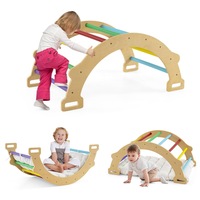 Babyjoy Kids Climbing Arch & Rocker Wooden Children Climbing Frame w/Cushion Indoor Outdoor Colorful