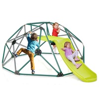 Babyjoy Kids Climbing Dome & Slide Set Metal Frame Outdoor Activity Center Max. 150KG Grey
