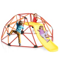 Babyjoy Kids Climbing Dome & Slide Set Metal Frame Outdoor Activity Center Max. 150KG Orange