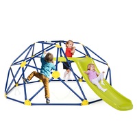 Babyjoy Kids Climbing Dome & Slide Set Metal Frame Outdoor Activity Center Max. 150KG Yellow